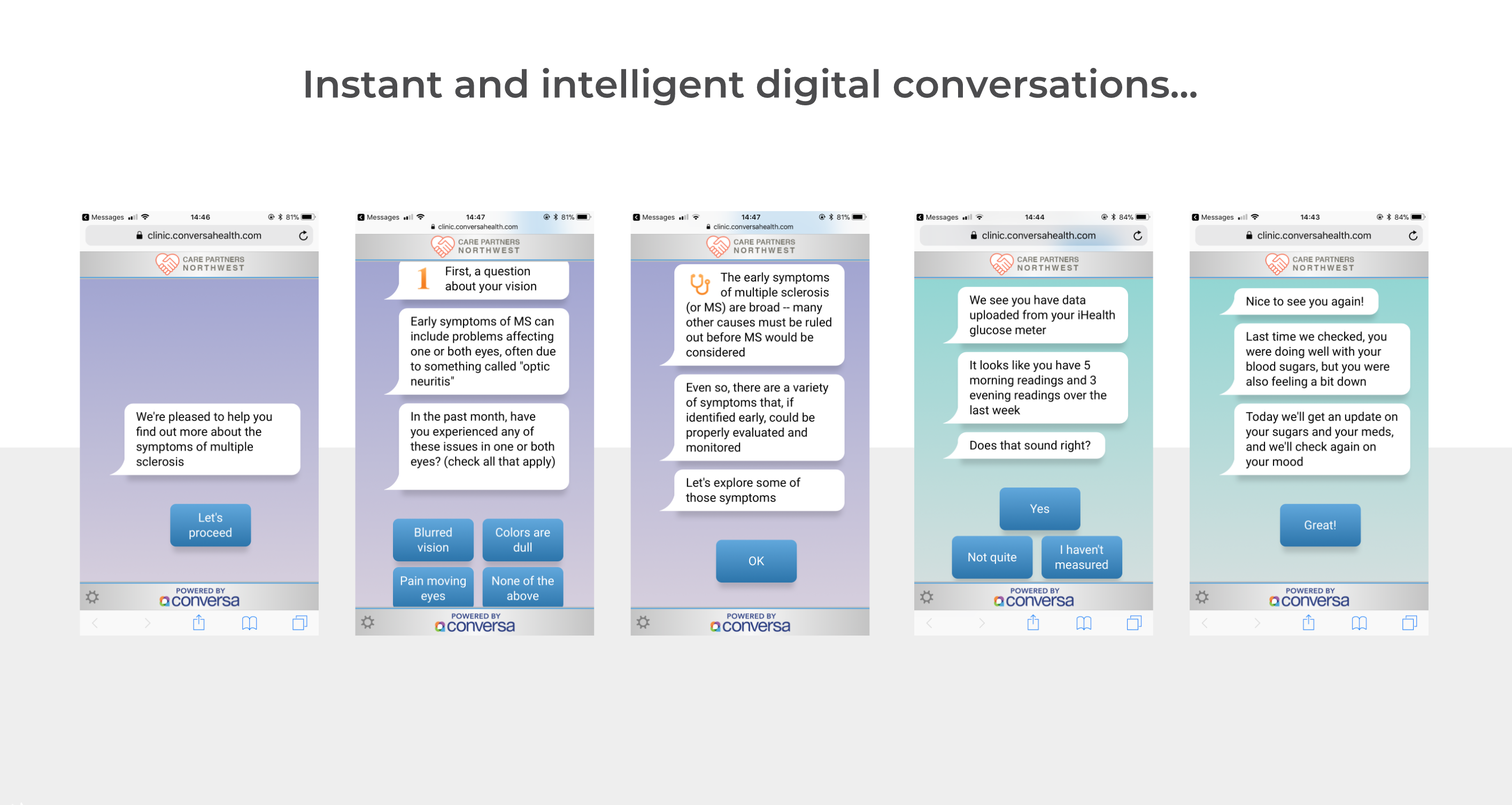Conversa's chat tool helps a patient research symptoms