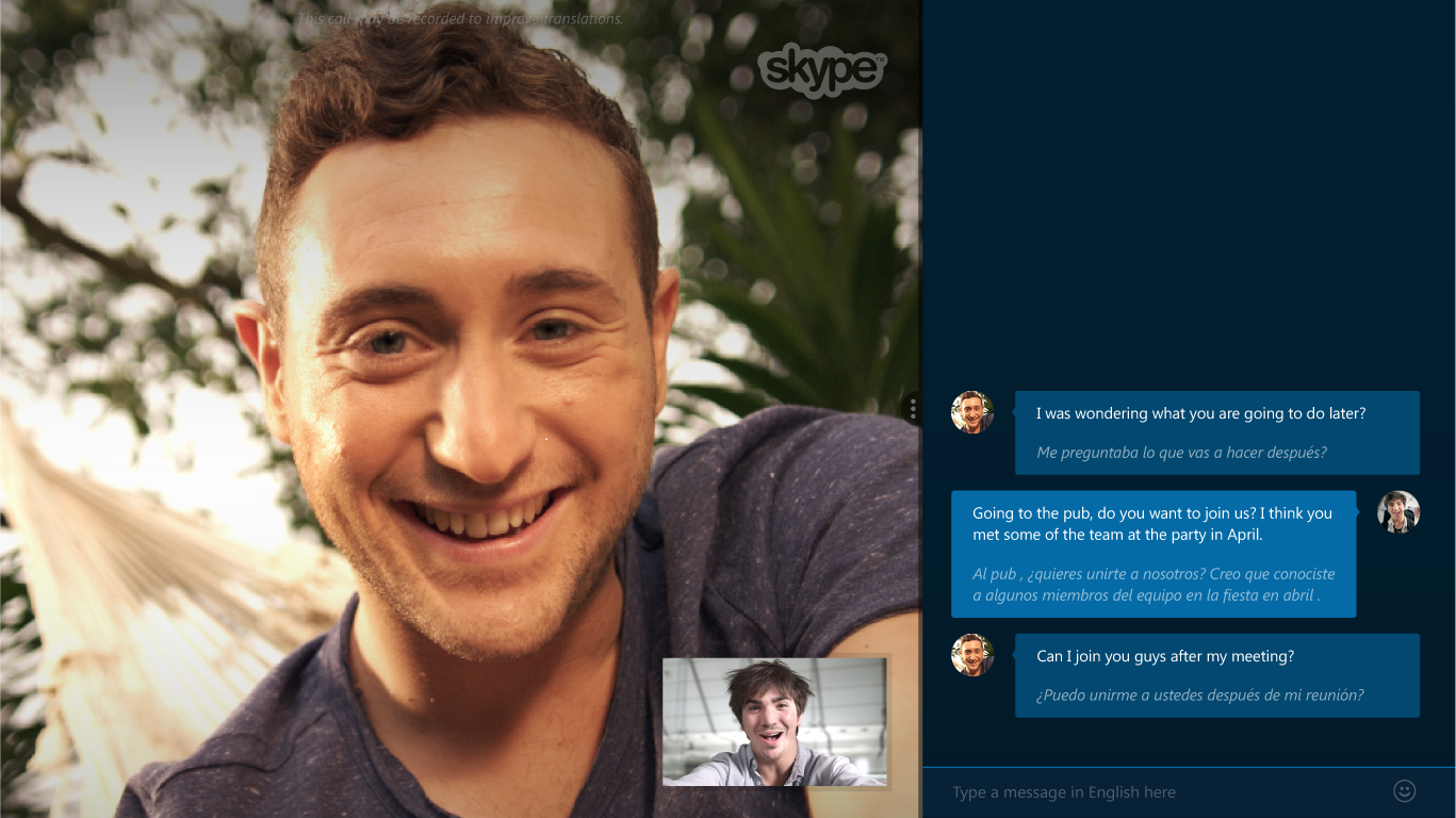 skype translator in action translating conversation for two people in real time
