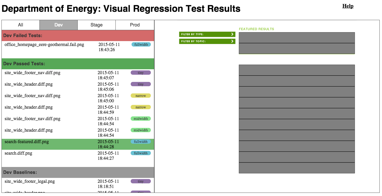 DOE Visual Regression Test Suite UI 2