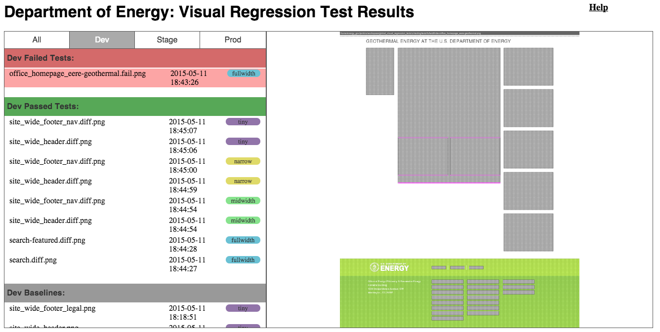 DOE Visual Regression Test Suite UI 1
