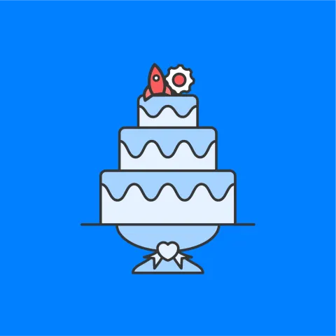 wedding cake with a rocket topper
