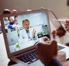 Doctor and patients meeting virtually